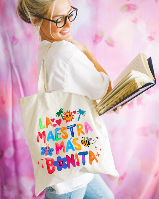 Tote Bag Tropical 'La Maestra Más Bonita'